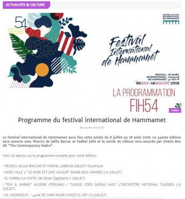 Programme du festival international de Hammamet