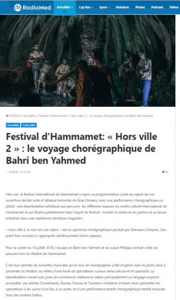 Festival d’Hammamet: « Hors ville 2 » : le voyage chorégraphique de Bahri ben Yahmed